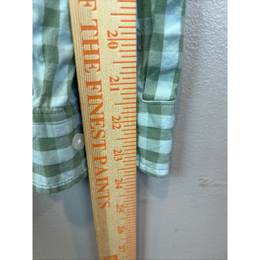 LL Bean Gingham Seersucker Button Down Camp Shirt Mens Size M-Reg Organic Green - Picture 7 of 7